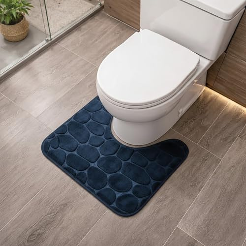 Tendance - Tappetino in microfibra contour pebble 45x50 cm - blu navy