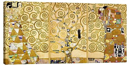 Posterlounge L'albero della vita (dettaglio) Stampa su tela | 100 x 50 cm di Gustav Klimt Giallo Quadri Decorazione per pareti