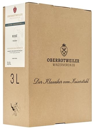 Oberrotweiler Wein-Box Rosé 3 Liter QbA trocken – BRONZE 2025 AWC Vienna – Zarte Fruchtaromen nach Pfirsich, Apfel und Zitrusfrüchten – Badischer Wein, Anbaugebiet Baden (1 x 3,0 l Bag-in-Box)