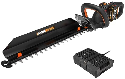 WORX NITRO 36V (40V MAX) Tagliasiepi a batteria WG286E.1, PowerShare, Brushless, lunghezza di taglio di 58 cm, capacità di taglio massima di 27 mm, inclusi 2 batterie da 2.0Ah, doppio caricabatteria