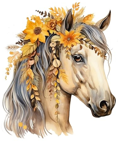 GRAZDesign Wandtattoo Pferd mit Blumen, gelb für Mädchen Wandaufkleber Kinderzimmer & Mädchenzimmer, Wanddeko als Aufkleber - 57x50cm