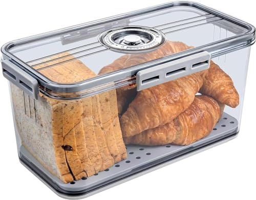 FuGuiB Bread Bin,Bread Box,Bread Bins For Kitchen,Bread Storage,Grey Bread Bin,Bread Storage Containers,Bread Container,Corner Bread Bin (Grey-M-02)