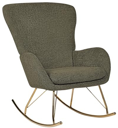 Beliani Schaukelsessel Bouclé Stoff grün/Gold Schaukelstuhl modern elegant edel Anaset