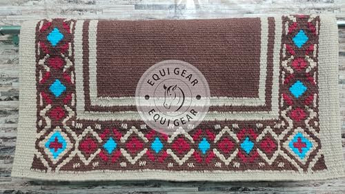 EQUIGEAR Western Ranch Horse Satteldecke aus neuseeländischer Wolle, Western-Design, handgefertigte Satteldecke, Wollpolster, Sensor Flex (Anpassung möglich) AQ131 (36 x 42)