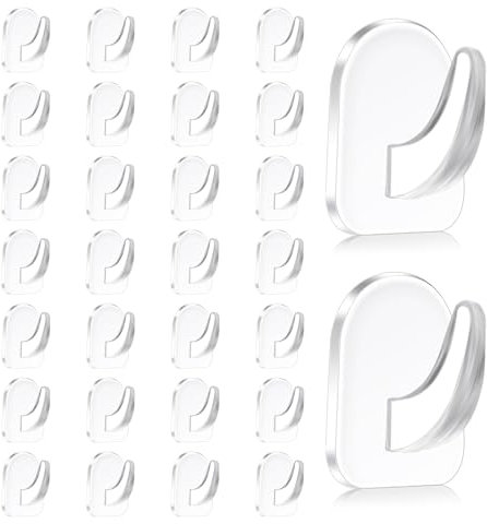Thoquene 30 Stück Transparent Haken Ohne Bohren, Wasserdicht Klebehaken Extra Stark, Wandbefestigung Ohne Bohren