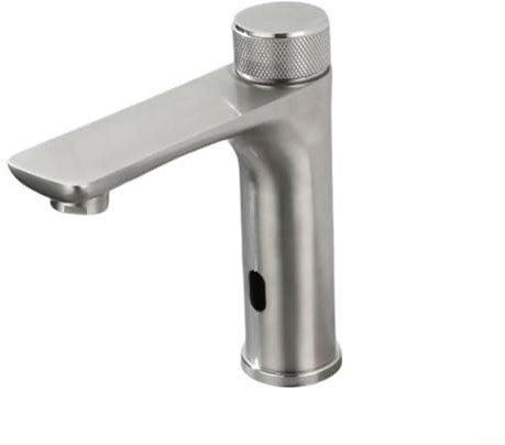 HOHOVYVY Wasserhahn Mit Sensor,Wasserhahn Bad,Wasserhahn Mit Infrarot-Sensor Für Heißes Und Kaltes Wasser Aus Edelstahl 304(Silver)
