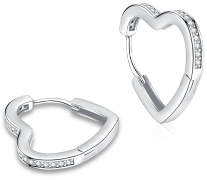 Estrellique 925 Sterling Silber Creolen Ohrringe für Damen - Hypoallergene Herz/Stern/Dreieck-Form Geometrische Knorpel Schlafen Ohrringe Mit Zirkonia - Geschenk