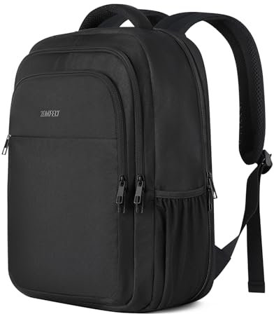 ZOMFELT Rucksack Herren, 15,6 Zoll Laptop Rucksack Damen, Schulrucksack Laptoptasche Teenager Backpack, Business Arbeit Reisen Rucksack Notebook College, Schwarz
