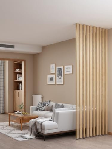 JLXJYS Room Divider/Paravent Set mit 10 Raumteiler-Lamellen – Holz, Wand-Trennpfosten in Holzfarbe für den Eingangsbereich, Zuhause, Wohnzimmer, kann bemalt Werden(H-120cm/3.9ft)