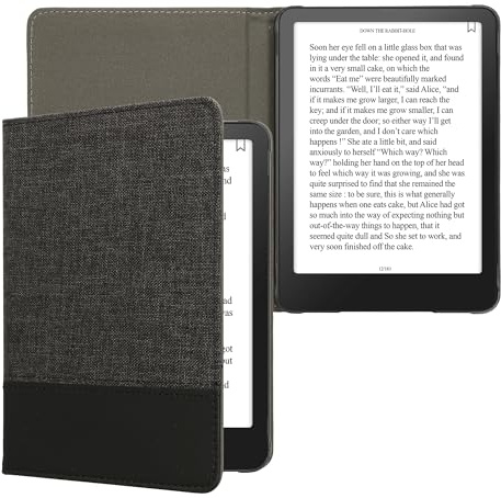 kwmobile Étui liseuse Compatible avec Amazon Kindle Paperwhite (2024)/Colorsoft - Housse avec Rabat magnétique en Tissu Canevas pour liseuse