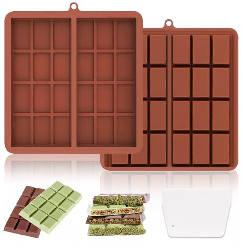 XWCHASA Moule Tablette Chocolat, Lot de 2 Moule Silicone Chocolat, 2-en-1 DIY Réutilisable Moule Silicone Tablette de Chocolat Extra Profond pour Chocolat Praline Bonbons