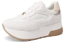 QUEEN HELENA Zapatillas de plataforma altas casuales ligeras para mujer, X32-34, Color blanco., 36 EU