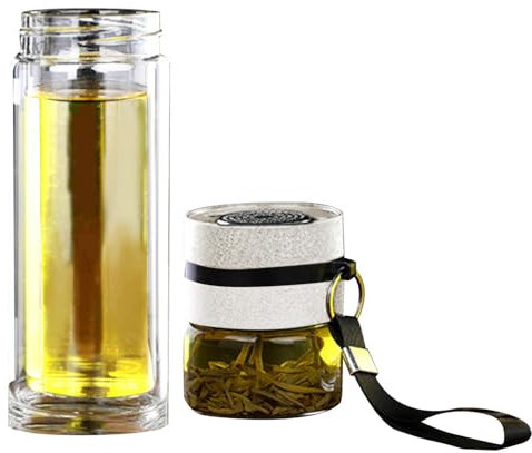 Tea Bottle Infuser - Glass Vehicles, Full Tea Steeping Cup | Portable Fruit Foot Bottle, Loose Leaf Tea Bottle, Herbal Tea Brewer, Insulated Water Bottle for Outdoor, Office, Home
