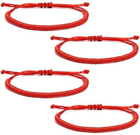Kasoud Red String Buddhist Bracelet - Adjustable Handmade Lucky Woven Rope Talisman With Chinese Traditional Braided Design, for Friendship Good Luck Birthday Lovers Valentine's Day