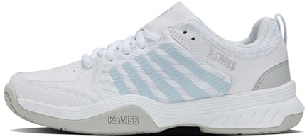 K-Swiss Women's Court Express 2 Tennis Shoe, White/Ballad Blue/Dawn Blue, 7 M