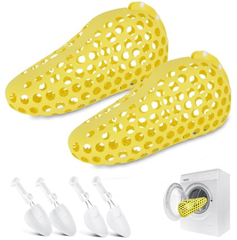 WIFORH Shoe Washing Machine Bag, Silicone Laundry Shoe Bag for Washer With Shoe Trees, Reusable Shoes Cleaning Bag for Sneaker Trainers Tennis Gym Shoes Cleaner, Yellow, 2pcs