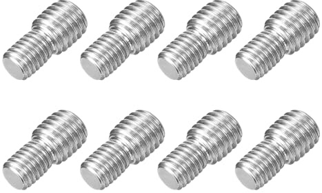 QUARKZMAN M8 x 10 mm till M10 x 10 mm dubbelsidig gängstift skruvbultar, 8 stycken 304 rostfritt stål gänga reduceringsadapter för möbelmaskinmontering fastsättning
