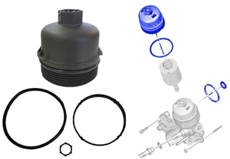 3RG INDUSTRIAL - Kit Tapa y Sello Filtro Aceite 98207 - Carcasa y Juntas 4 Piezas - Compatible OEM 1103L7 + 1103L8