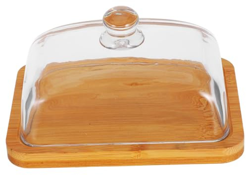 Holibanna Vassoio Rettangolare in Vetro Con Cupola Burriera Per Frigorifero e Adatta Per Formaggio e Dessert