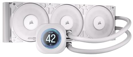 CORSAIR NAUTILUS 360 RS LCD Dissipatore a Liquido per CPU – Schermo LCD IPS da 2,1, AIO da 360 mm, Bassa rumorosità, Daisy-Chain, Intel LGA 1851/1700, AMD AM5/AM4 – 3 ventole RS120 incluse – Bianco