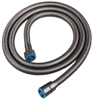 Crepundia Anti-Twist Shower Hose Black Shower Hose Bathroom Fitting Stainless Steel Soft Bath Tube 1.5 Meter Water Pipe Chrome,Burshed Gold,Grey(Gun Metal Hose)