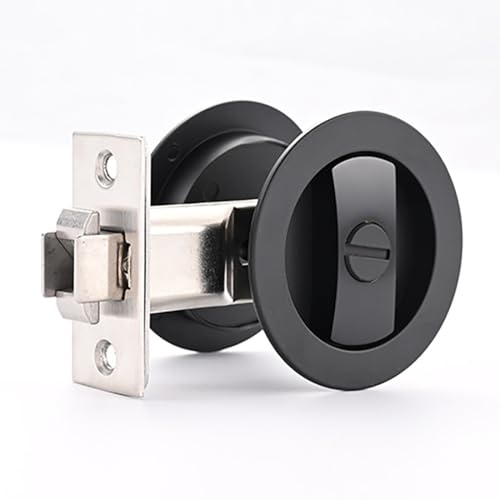 GHYXFDAI Serratura per porta tascabile, serratura per porta scorrevole da incasso senza chiave, maniglia per porta tascabile privacy, hardware per porta tascabile, entrata da 2-3 cm, nero opaco