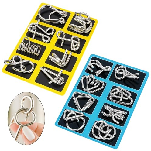 16PCS Iq Puzzle, Iq Games, Mind Games for Logic Puzzles, Mental Exercises and Group Activities with Multiple Brain Teasers, Compact Size and Reusable Materials