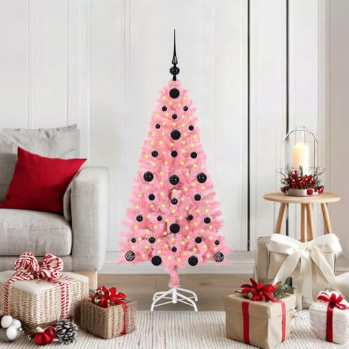 Árbol De Navidad Artificial Rosa 120 Cm con 150 Leds Blanco Cálido, Soporte De PVC Resistente, Montaje Fácil, Reutilizable, Decoración para Interior y Exterior, Christmas Tree LED