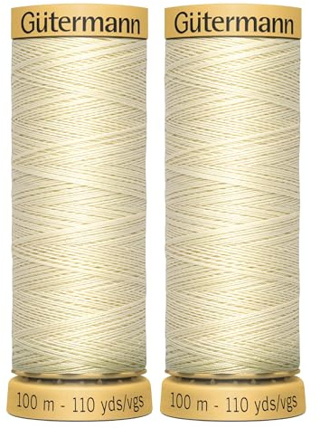 2X 100m Gutermann 100% Natural Cotton Thread, Beige 919, Hand and Machine Sewing, Quilting Projects, Colorfast and Light Resistant – Bundled by GetInStyle Shop