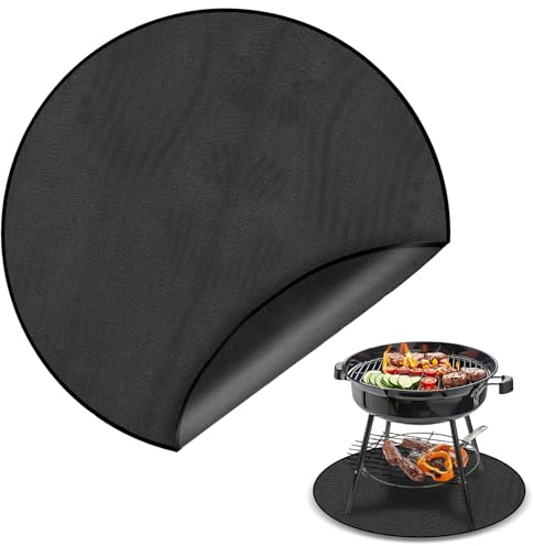 Fatiya 24 Round Fire Pit Mat, Water & Oil Proof Grill Rug, Reusable Fireproof Heat Resistant BBQ Grill Pad for Outdoor Cooking Deck Grass Stove Patio