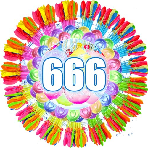 666 Stück Wasserbomben Selbstschließend, wasserbomben ballons, Bunte Wasserballons aus Naturkautschuk für Wasserschlacht, Spielzeug für Draußen, Garten, Strand & Pool Party
