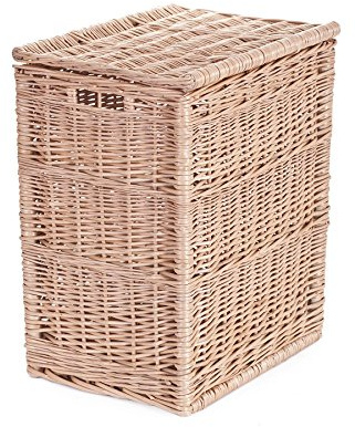 e-wicker24 Alles aus Weide Weidenkorb zur Aufbewahrung und als Wäschekorb oder Spielzeugkorb geeignet Wäscheschrank Truhe für Wäsche Wäschepuff geflochten (44x34 H52, ohne Stoffeinlage)