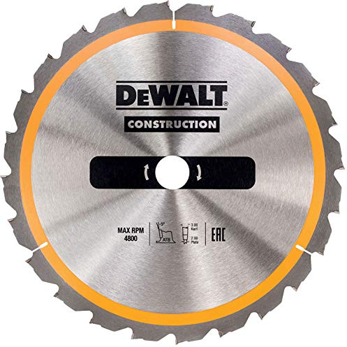 DEWALT Construction Kreissägeblatt DT1956 (für Stationärsägen, Sägeblatt-ø: 250/30 mm, Schnittbreite: 3,0 mm, 24 Zähne, Zahngeometrie: Wechselzahn, Zahnwinkel: 10°, für schnelle Schnitte) 1 Stück