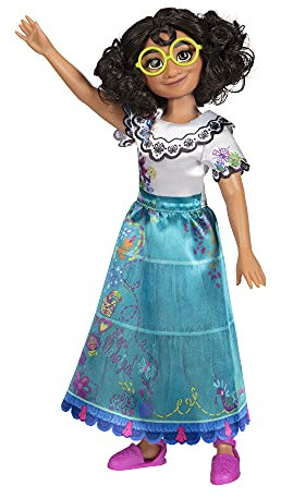 Disney Encanto Mode-Puppe Mirabel 26cm, bewegliche Gelenke, ausziehbares Outfit, Schuhe, Brille, braunes Haar, für Mädchen ab 3 Jahren