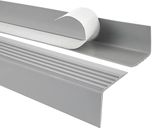 Quest Stair Edge Profile Self-Adhesive PVC Plastic Stair Edge Protection 50 x 42 mm Grey 90 cm