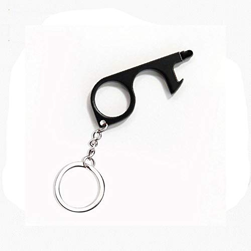 1 ouvre-porte sans contact – Clé hygiénique – Contact sûr – Décapsuleur – Outil de bouton tactile – Noir