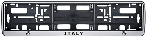 Auto Kennzeichenhalter in der Farbe Silber/Schwarz Nummernschildhalterung Auto, Nummernschildhalter Italien italienische Fahne Flagge 2 Stück