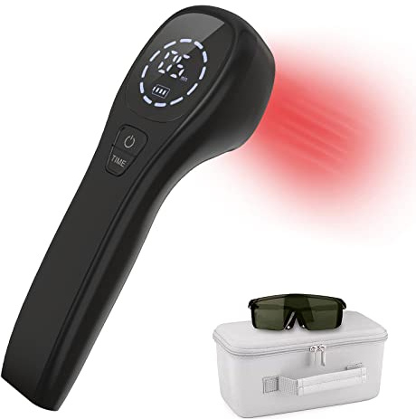 iKeener Rotlicht Therapie Gerät,FDA Zugelassen Handgerät Kalte Laser Therapie SchmerzLinderungs,Niedrige Niveau Infrarotlicht für Körper (Schwarz, 2 * 808nm)
