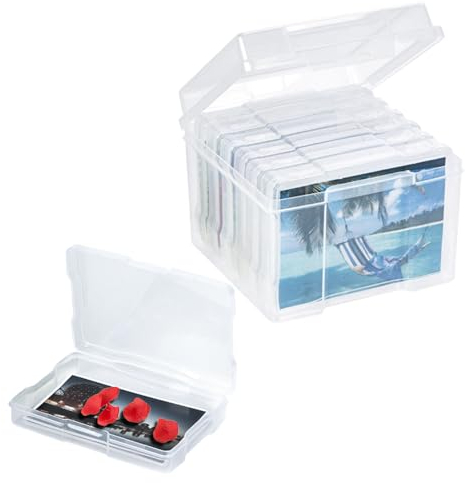 Zasvec Caja de Almacenamiento de Fotos 1 Pieza Caja para Fotos con 6 Cajas Pequeñas Plástico Organizador de Fotos Cajas Pequeñas Organizadoras Estuches Transparentes Plástico para Fotografías