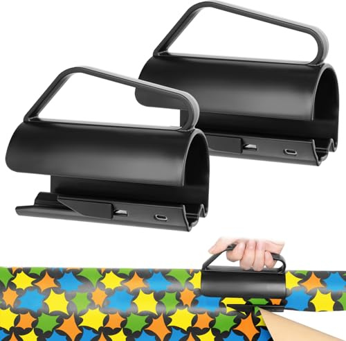 2Pcs Wrapping Paper Cutter With Handle - Sliding Safe Simple Fast Roll Cutter Tool for Halloween, Birthday, Crafting