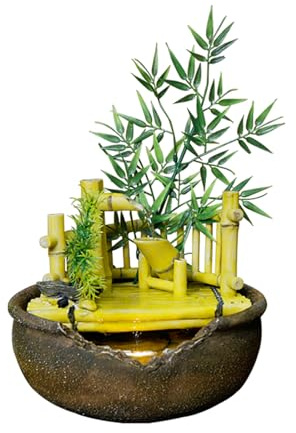 ZBJDX Ceramic Flowing Water Ornaments, Small Desktop Flowing Decoration with Pump, for Living Room, Bedroom, Tea Room, Entrance Hall