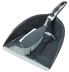 Homéa, Pelle et Balayette Plastique avec Poils TPR et Raclette Anthracite/Bleu Givré