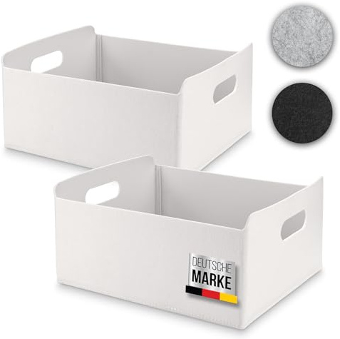 beschmann Aufbewahrungskorb Filz Organizer faltbare Aufbewahrungsbox Filzbox Aufbewahrung Filz Aufbewahrungsbox Kleiderschrank Regal Korb Filzkorb Aufbewahrung Kleiderschrank (weiss, 2er)