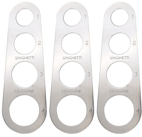 UILYNIU 3 Piezas Medidor de Espaguetis Acero Inoxidable, Herramienta de Cocina, Medidor de Espaguetis con 4 Agujeros Medidores, Porcionador de Espaguetis para Cocina Restaurante (Plata)