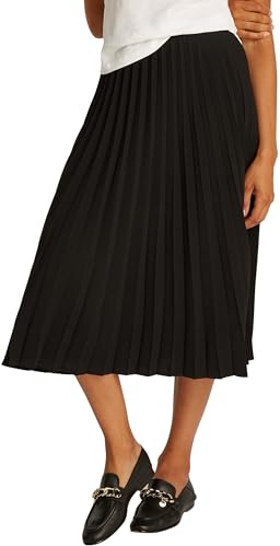 Tommy Hilfiger Donna Gonna Fluid Pleated Pull On Midi Gonna a Pieghe, Nero (Black), 46