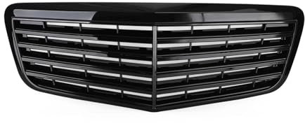 HOLIV Für Mercedes Für Benz W211 E350 500 2007 2008 2009 AMG Frontgrill Mittelhaubengrill Stoßstange Schwarz Glänzend Kühlergrills für die Front von Autos