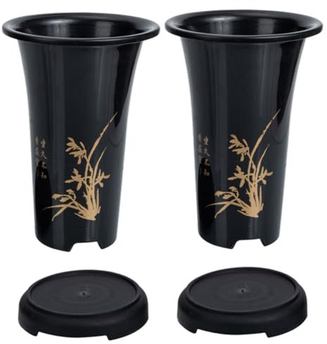 CAXUSD Pot À Orchidées en Plastique avec Plateau pour Plantes D'intérieur Lot De 2 Sets Fleurs D'intérieur