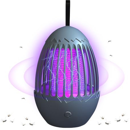 Lampada Antizanzare Elettrico, Zanzariera Elettrica Insetticida con Luce UV Uccisore di Zanzare Bug Zapper Elettrico Trappola Zanzare Elettrico Trappola per Insetti e Mosche per Casa Interno (Grigio)