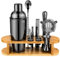 Juego de Coctelera Kit de Bartender con Soporte, Juego de Mezclador de Bebidas de Acero Inoxidable con Todos los Accesorios Esenciales, Juego Profesional de Herramientas de Bar Kit de Bartender