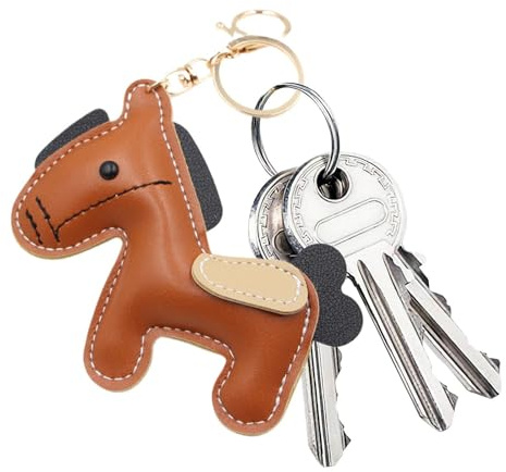 Generisch Leder-Pferd-Schlüsselanhänger, PU-Leder, Braun, Unisex, Tier-Design, Schlüsselanhänger, Taschenanhänger, Rucksack-Anhänger, Geschenk für Pferdeliebhaber